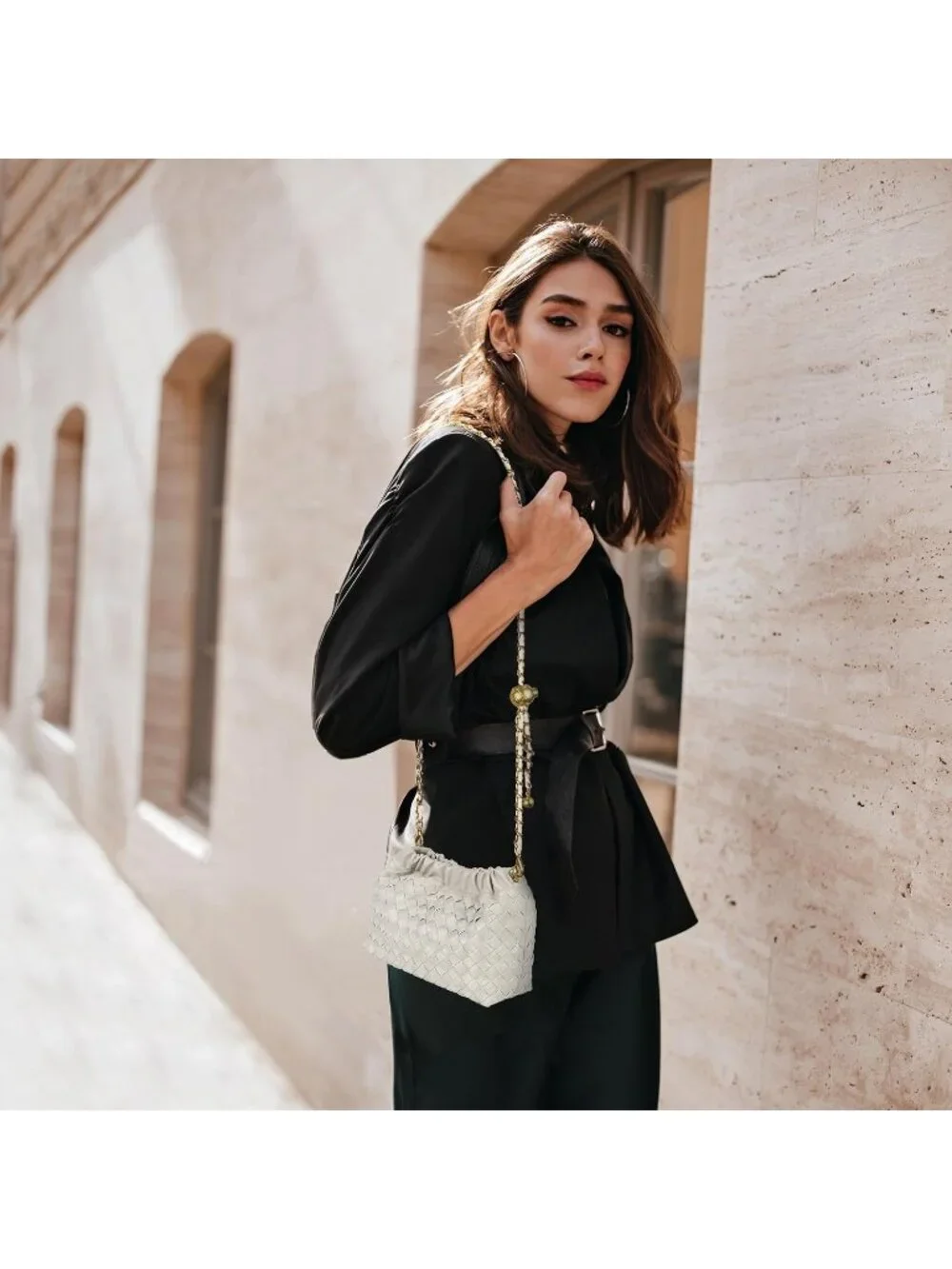 👜 Women's Beige Faux Leather Crossbody Bag Trendy Dumpling Evening Purse